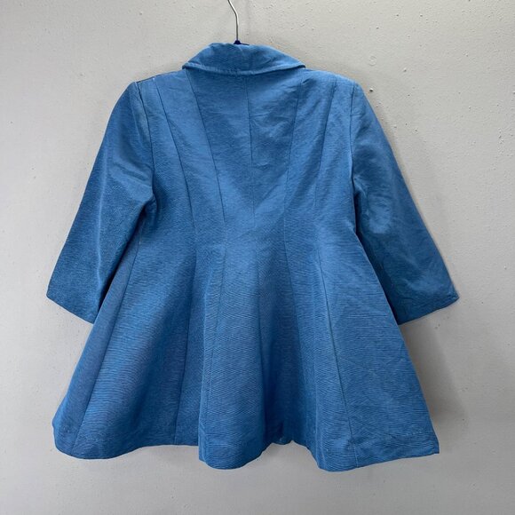 Vintage Princess Swing Coat Little Girls 4 Blue Umbrella Applique Button Up - Picture 3 of 6